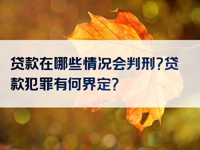 贷款在哪些情况会判刑？贷款犯罪有何界定？