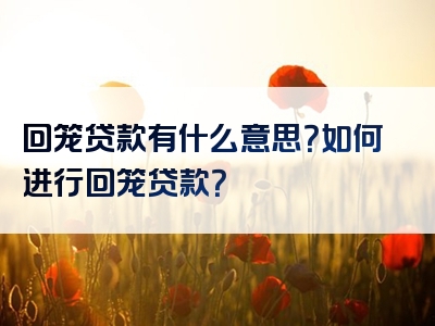 回笼贷款有什么意思？如何进行回笼贷款？