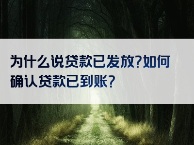 为什么说贷款已发放？如何确认贷款已到账？