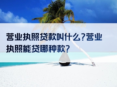 营业执照贷款叫什么？营业执照能贷哪种款？