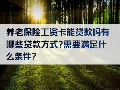 养老保险工资卡能贷款吗有哪些贷款方式？需要满足什么条件？