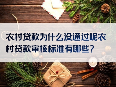 农村贷款为什么没通过呢农村贷款审核标准有哪些？