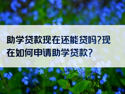 助学贷款现在还能贷吗？现在如何申请助学贷款？