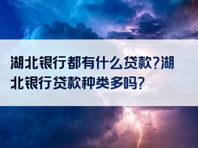 湖北银行都有什么贷款？湖北银行贷款种类多吗？