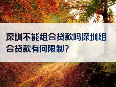 深圳不能组合贷款吗深圳组合贷款有何限制？