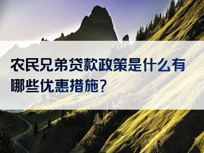 农民兄弟贷款政策是什么有哪些优惠措施？