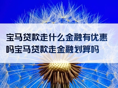 宝马贷款走什么金融有优惠吗宝马贷款走金融划算吗