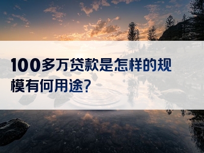 100多万贷款是怎样的规模有何用途？