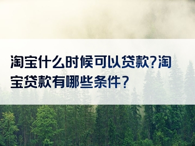 淘宝什么时候可以贷款？淘宝贷款有哪些条件？