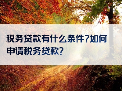 税务贷款有什么条件？如何申请税务贷款？