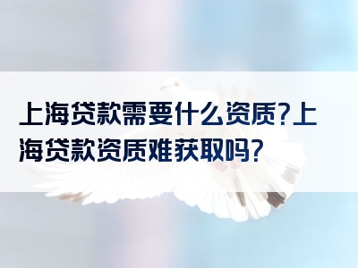 上海贷款需要什么资质？上海贷款资质难获取吗？