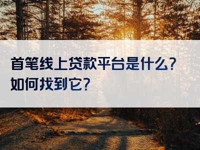 首笔线上贷款平台是什么？如何找到它？