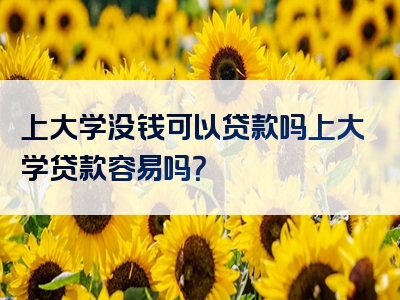 上大学没钱可以贷款吗上大学贷款容易吗？