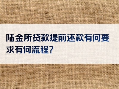 陆金所贷款提前还款有何要求有何流程？