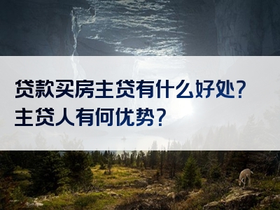 贷款买房主贷有什么好处？主贷人有何优势？