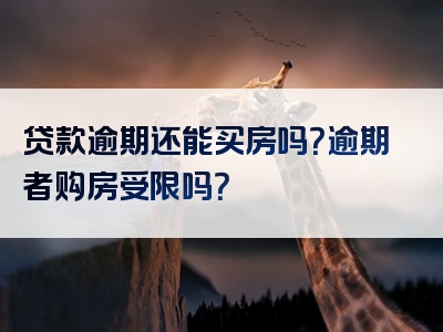 贷款逾期还能买房吗？逾期者购房受限吗？