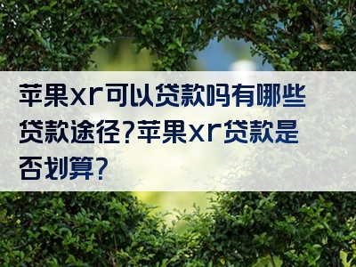 苹果xr可以贷款吗有哪些贷款途径？苹果xr贷款是否划算？