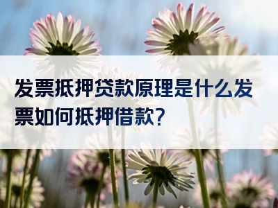 发票抵押贷款原理是什么发票如何抵押借款？