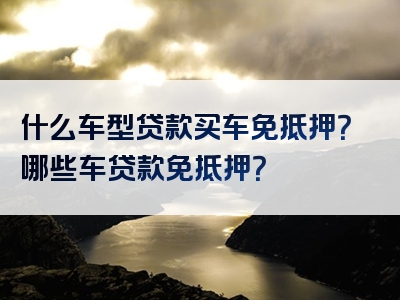 什么车型贷款买车免抵押？哪些车贷款免抵押？