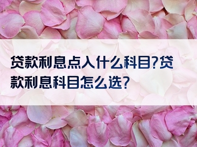 贷款利息点入什么科目？贷款利息科目怎么选？