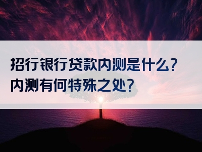 招行银行贷款内测是什么？内测有何特殊之处？