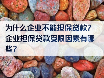 为什么企业不能担保贷款？企业担保贷款受限因素有哪些？