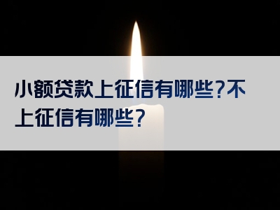 小额贷款上征信有哪些？不上征信有哪些？