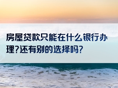 房屋贷款只能在什么银行办理？还有别的选择吗？