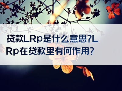 贷款LRp是什么意思？LRp在贷款里有何作用？