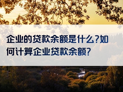 企业的贷款余额是什么？如何计算企业贷款余额？