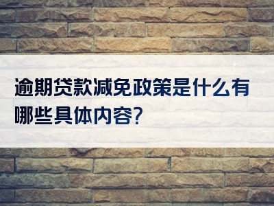 逾期贷款减免政策是什么有哪些具体内容？