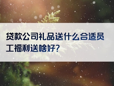 贷款公司礼品送什么合适员工福利送啥好？