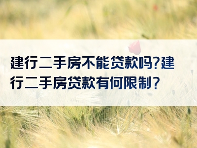 建行二手房不能贷款吗？建行二手房贷款有何限制？