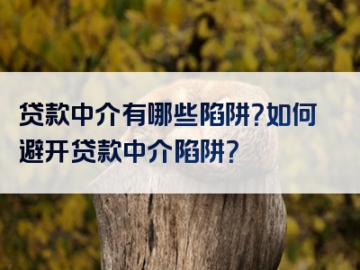 贷款中介有哪些陷阱？如何避开贷款中介陷阱？