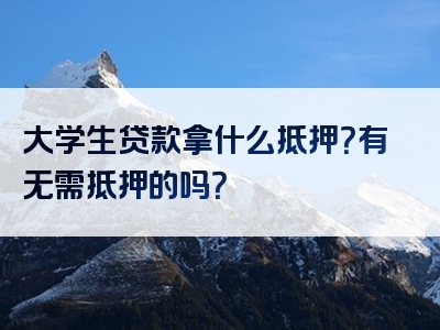 大学生贷款拿什么抵押？有无需抵押的吗？