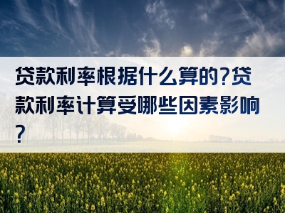 贷款利率根据什么算的？贷款利率计算受哪些因素影响？