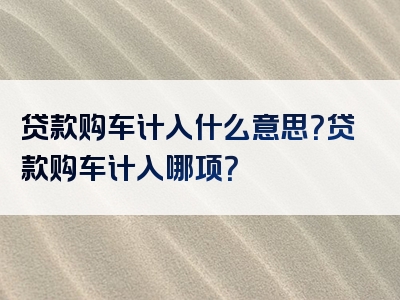 贷款购车计入什么意思？贷款购车计入哪项？