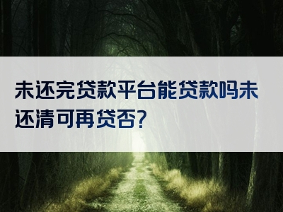 未还完贷款平台能贷款吗未还清可再贷否？