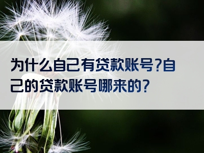 为什么自己有贷款账号？自己的贷款账号哪来的？