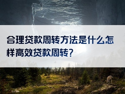 合理贷款周转方法是什么怎样高效贷款周转？