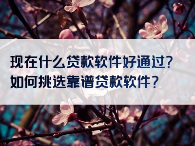 现在什么贷款软件好通过？如何挑选靠谱贷款软件？