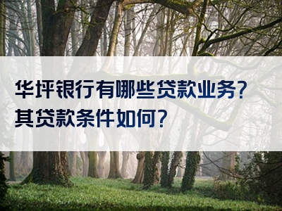 华坪银行有哪些贷款业务？其贷款条件如何？