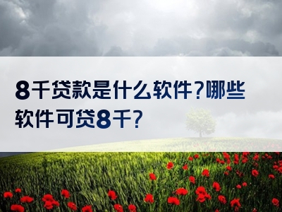 8千贷款是什么软件？哪些软件可贷8千？