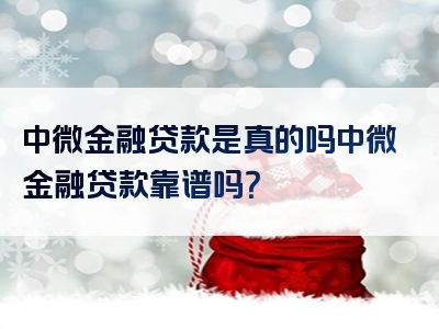 中微金融贷款是真的吗中微金融贷款靠谱吗？