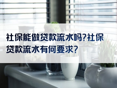 社保能做贷款流水吗？社保贷款流水有何要求？