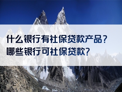 什么银行有社保贷款产品？哪些银行可社保贷款？