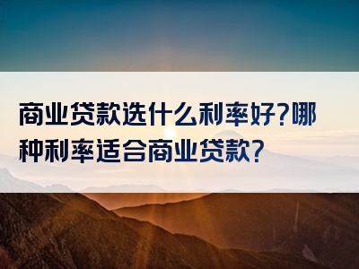 商业贷款选什么利率好？哪种利率适合商业贷款？