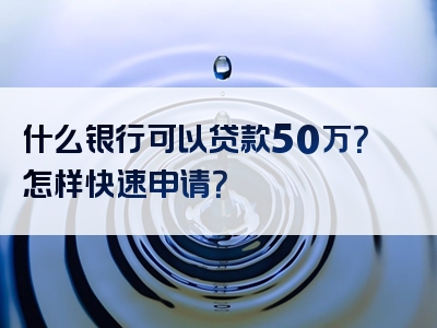 什么银行可以贷款50万？怎样快速申请？