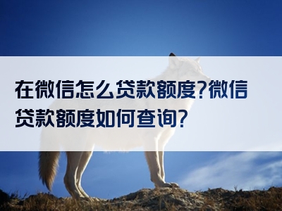 在微信怎么贷款额度？微信贷款额度如何查询？