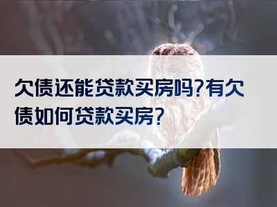 欠债还能贷款买房吗？有欠债如何贷款买房？